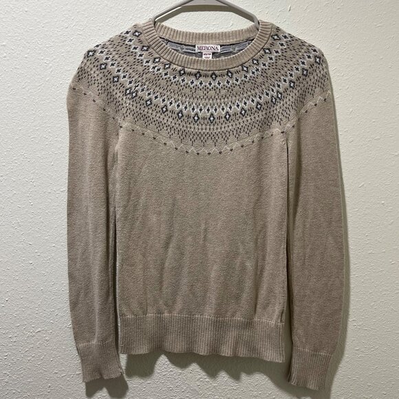 Merona Girls' XS/TP Beige Fair Isle Knit Sweater Cotton Rayon Nylon Blend - Picture 2 of 9